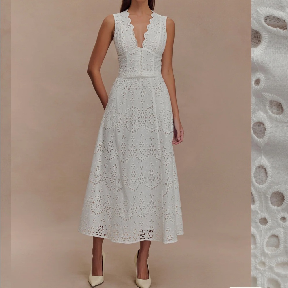 Meshki Arla Broderie Sleeveless Top & Midi Skirt Set - White